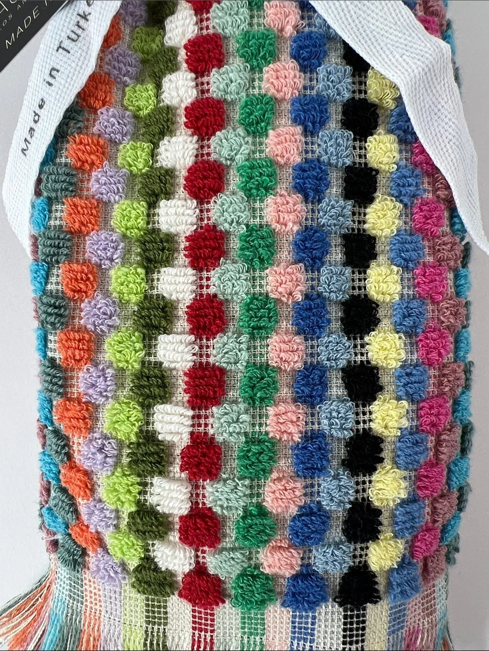 Rachel Zoe Hand Tip Towels Multicolor Stripe Dots Fringe Colorful 2 Pcs NEW